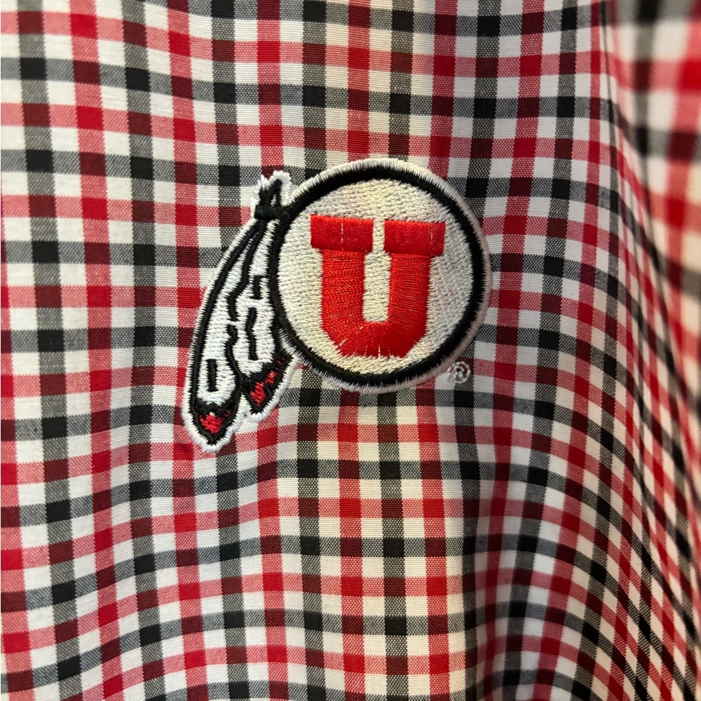 Utah Utes Button Down Shirt Campus Specialties Large Gingham NWT - Picture 4 of 5